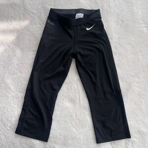 Nike Pro Cropped Legging Women S Small Black Dri-Fit Mesh‎ Back Workout Training